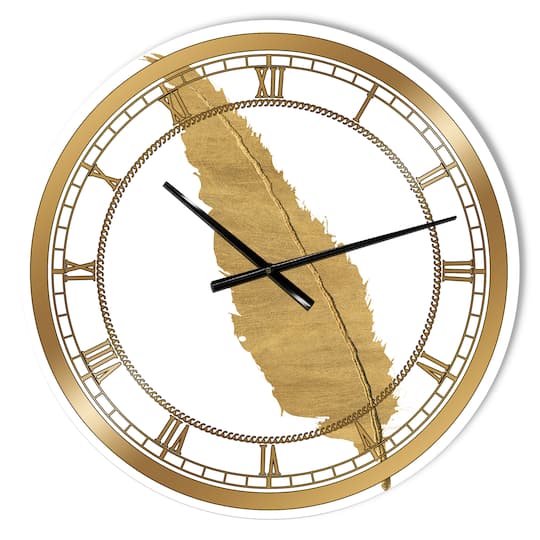 Designart Pure Gold Feather I Glam Wall Clock